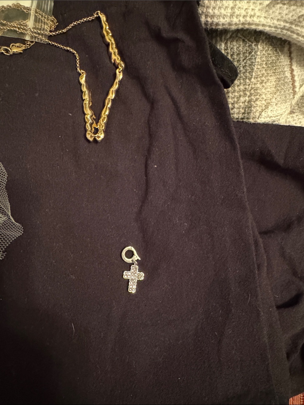 Swarovski Gold-Tone Chain with Crystal Cross Charm - Gold